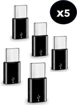 A-Konic ©- Set van 5 MICRO USB naar USB C | Opzetstuk | Micro-USB adapter to USB-C Converter | zwart