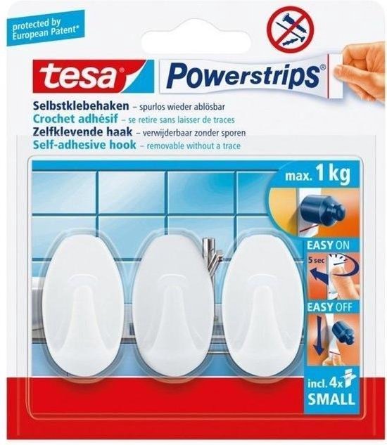 tesa Powerstrips® haken L rechthoekig wit