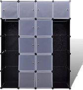 Modulaire kast met 14 compartimenten - opbergkast - zwart en wit - 37 x 146 x 180,5 cm