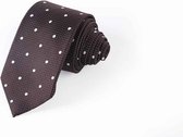 Zijden stropdassen - stropdas heren ThannaPhum Zijden stropdas donkerbruin met zilverkleurige stippen