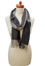 cashmere sjaal dames - cashmere sjaal heren - kasjmier sjaal - luxe sjaal - Luxe ThannaPhum Cashmere sjaal 30 bij 164 cm - grijs-zwart-beige