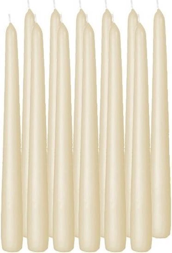 12x Bougies blanches crème 25 cm 8 heures de combustion - Bougies inodores  - Bougies