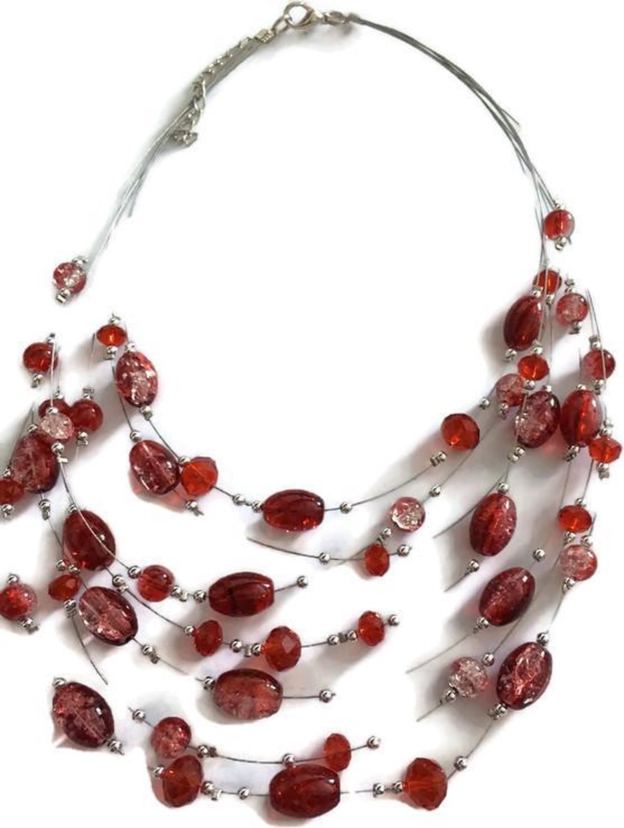 Petra's Sieradenwereld - Ketting laagjes rood 7 laags (10451366)