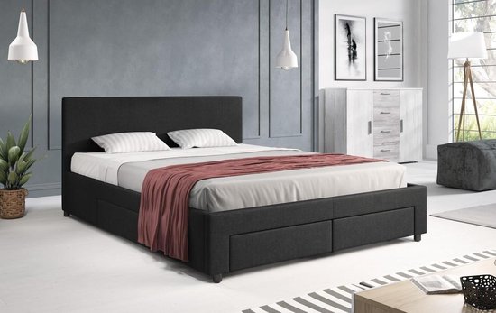 Meubella - Tweepersoonsbed Suente - Zwart - 180x200 cm