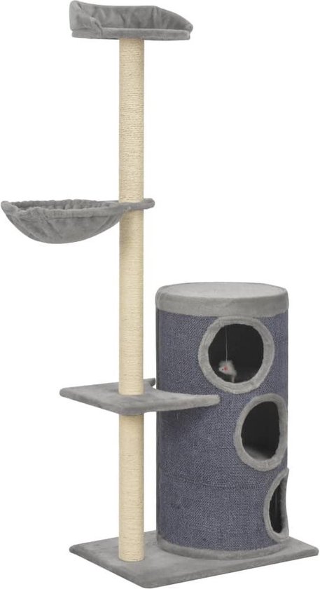 FANTASK 4-in-1 bijzettafel met sisal-krabplank voor katten, kattenkrabpaal met afneembaar kussen en bal, krabplanken in de stijl van kattenmeubels