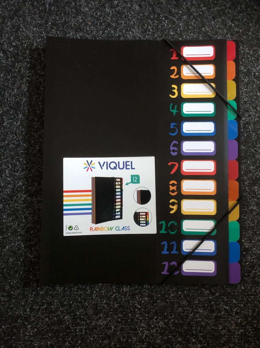 Sorteermap Viquel zwart - 12 tab