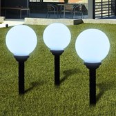 vidaXL - Padverlichting Buitenshuise tuinpad zonne-energie lampen (balvormige) LED 20cm (3 stuks met ankers)
