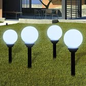 vidaXL - Padverlichting Buitenshuise tuinpad zonne-energie lampen (balvormige) LED 15cm (4 stuks inc. ankers)