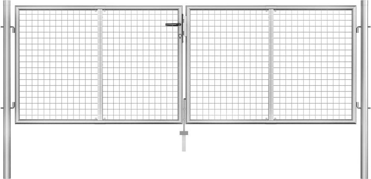 vidaXL - Tuinpoort - gegalvaniseerd - staal - 300x75 - cm - zilver