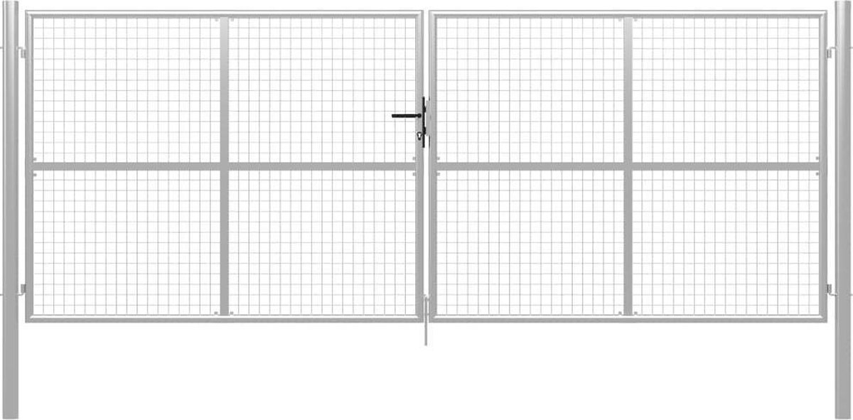 vidaXL - Tuinpoort - gegalvaniseerd - staal - 400x150 - cm - zilver