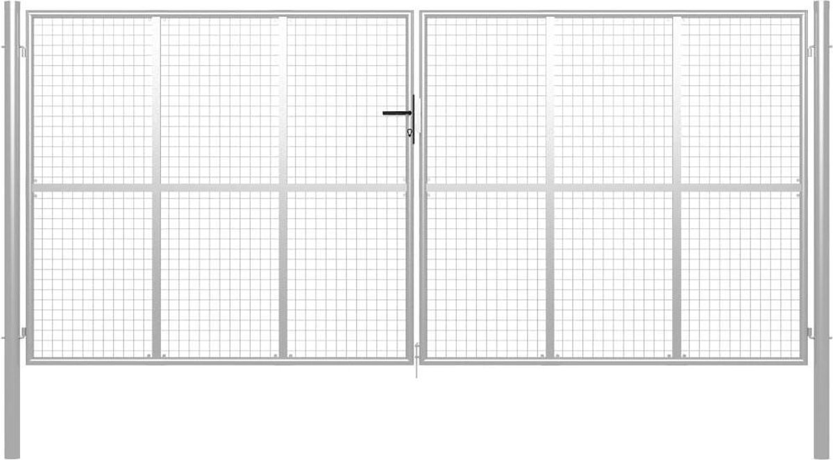 vidaXL - Tuinpoort - gegalvaniseerd - staal - 400x175 - cm - zilver