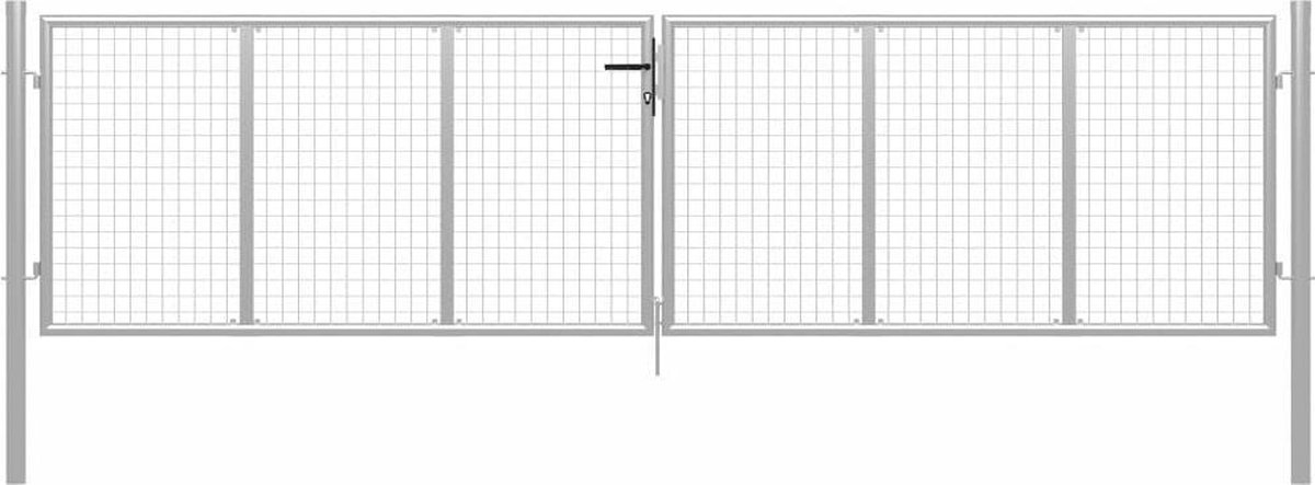 vidaXL - Tuinpoort - gegalvaniseerd - staal - 400x100 - cm - zilver
