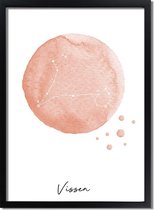 DesignClaud Sterrenbeeld poster Vissen – Roze Formaten: A4 + fotolijst zwart