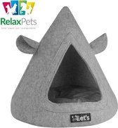 RelaxPets - Kattenmand - TeePee - Let's Sleep - Cat Cave - Inclusief Kussen - Rycycled Polyester - Vilt - Fleece - Oersterk - Grijs - 50x45cm