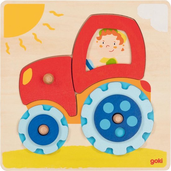 Thumbnail van een extra afbeelding van het spel Goki Tractor, lift-out puzzle