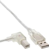 USB naar USB-B haaks kabel - USB2.0 - tot 2A / transparant - 1 meter