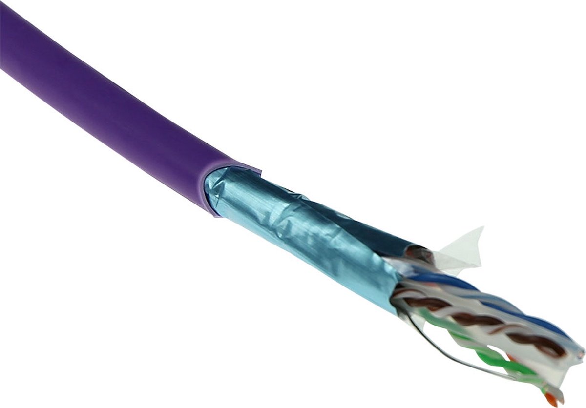 ACT Cat 6A F/UTP massieve installatiekabel, LSZH, CPR euroklasse ECA, 24AWG, violet 500 meter