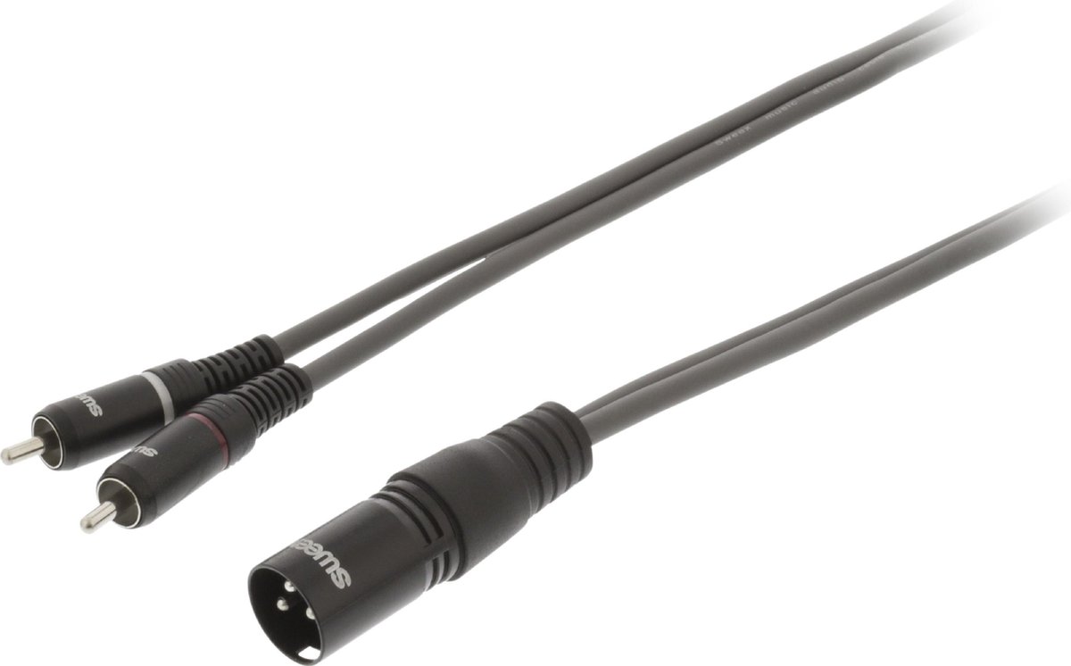 Sweex SWOP15200E50 Xlr Stereokabel Xlr 3-pins Male - 2x Rca Male 5.0 M Donkergrijs