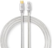 Nedis USB-Kabel | USB 2.0 | Apple Lightning 8-Pins | USB-C™ Male | 480 Mbps | Verguld | 2.00 m | Rond | Gebreid / Nylon | Aluminium | Cover Window Box