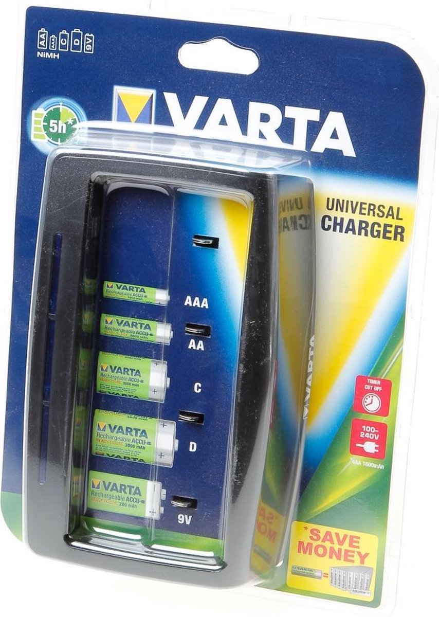 Chargeur universel VARTA - 5h - Pour pile AAA/AA/C/D/9V - 57648101401