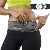 KW® Grijze Hardloopriem Unisex | Volledig verstelbare sluiting runningbelt | Fitnessriem sleutelclip | Geschikt voor alle telefoons | Riem belt running sport rennen | Voor training