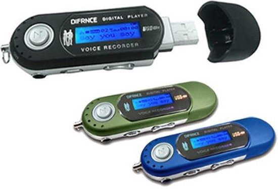 Difrnce MP3 Speler op Batterijen 4GB +/- 1000 liedjes + Recorder + USB Plug  blauw | bol
