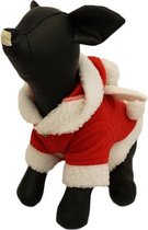 Kerst Fleece Kostuum Hond - Dierenkleding - Rood/Wit - S