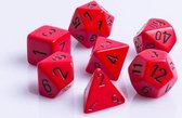 7-delige Polydice / dobbelstenen Set voor Dungeons & Dragons | Rood met Zwart