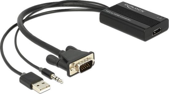 Premium VGA + 3,5mm Jack naar HDMI adapter met HDCP / zwart - 0,25 meter |  bol.com