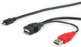 ROLINE 2x Type A - 1 x MicroB M USB-kabel 1 m USB 2.0 Micro-USB B 2 x USB Zwart
