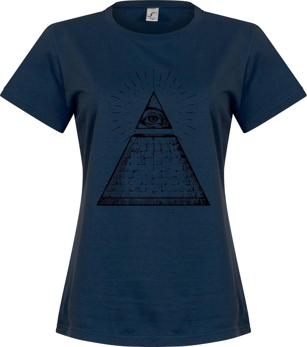 All Seeing Eye Dames T-Shirt - Navy - XXL