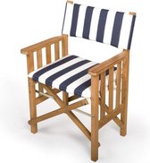 Regisseursstoel II Teak Premium met Navy/Wit kussenset (Geolied)