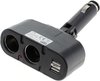 Sigarettenaanstekerplug splitter met 2x 12-24V en 2x USB-A poort / zwart