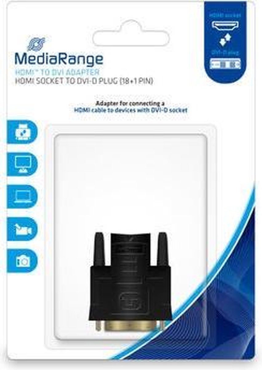 HDMI naar DVI Adapter, vergulde contacten, HDMI-contrastekker/DVI-D-stekker (18+1-polig)