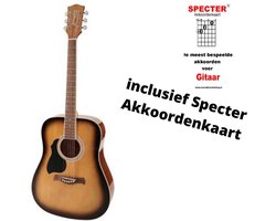 Richwood Artist Series linkshandige akoestische gitaar met handige akkoordenkaart