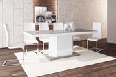 Maxima House AMIGO - Uitschuifbare Eettafel - Cappuccino / Wit - Modern Design - 256 x 89 x 75cm