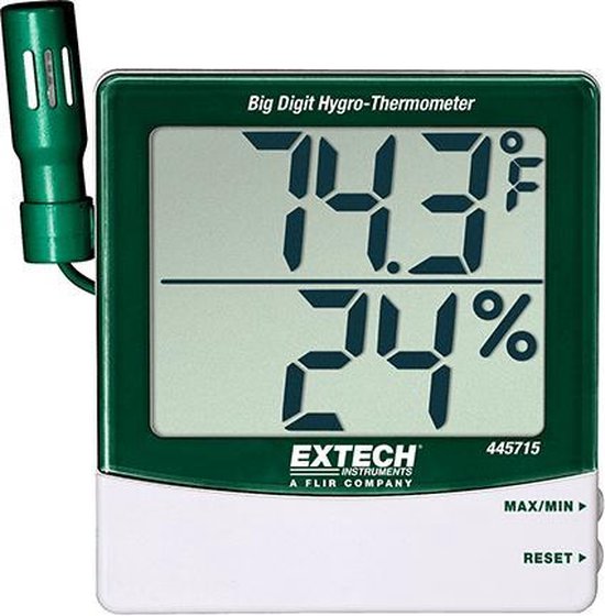 EXTECH 445715: Hygro-thermomètre à gros chiffres avec sonde à distance | bol