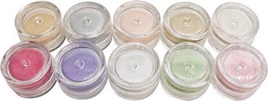 Color acryl set sparkling - Nichelio - 10 kleuren van - Acryl poeder gekleurd | bol.com
