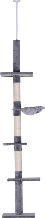 Krabben De Plafondboom Hoge Hoogte Verstelbaar, Kattenboom Met Zusale Kolommen Kattenkrabpaal Kattenklimboom Beige 40 X 34 X 230 260 Cm