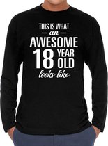 Awesome 18 year / 18 jaar cadeaushirt long sleeves zwart heren L