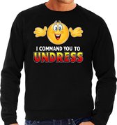 Funny emoticon sweater I command you to undress zwart here M (50)