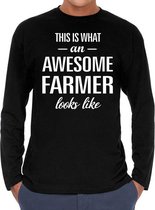 Awesome farmer / boer cadeau t-shirt long sleeves heren 2XL