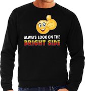 Funny emoticon sweater Always look on the bright side zwart here L (52)