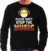 Funny emoticon sweater Please dont stop the music zwart here XL (54)