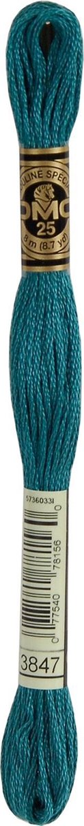 DMC Borduurzijde 3847 Donker Groenblauw - 100% Katoen