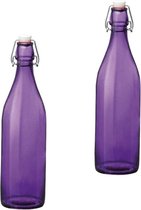 Set van 2 stuks paarse giara flessen met beugeldop - Woondecoratie giara fles - Paarse weckflessen