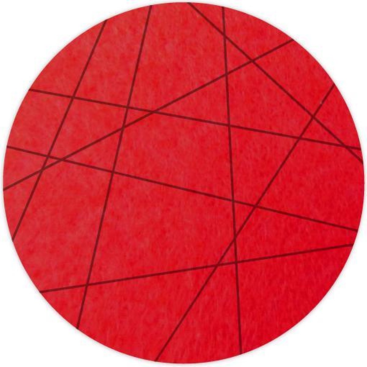 Lijnen vilt onderzetter Rond - Rood - 6 stuks - Ø 10 cm - Tafeldecoratie - Glas onderzetter - Cadeau - Woondecoratie - Woonkamer - Tafelbescherming - Onderzetters Voor Glazen - Keukenbenodigdheden - Woonaccessoires - Tafelaccessoires