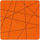 Lijnen vilt onderzetter vierkant - Oranje - 6 stuks – 9,5 x 9,5 cm - Tafeldecoratie - Glas onderzetter - Cadeau - Woondecoratie - Woonkamer - Tafelbescherming - Onderzetters Voor G