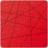 Lijnen vilt onderzetter vierkant - Rood - 6 stuks - 9,5 x 9,5 cm - Tafeldecoratie - Glas onderzetter - Cadeau - Woondecoratie - Woonkamer - Tafelbescherming - Onderzetters Voor Gla