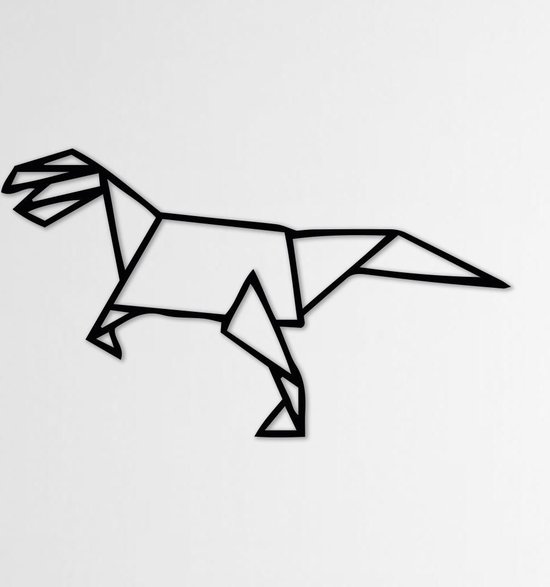 LINE ART, T-REX - T-rex zwart - Wanddecoratie - Hout - XL 80 cm